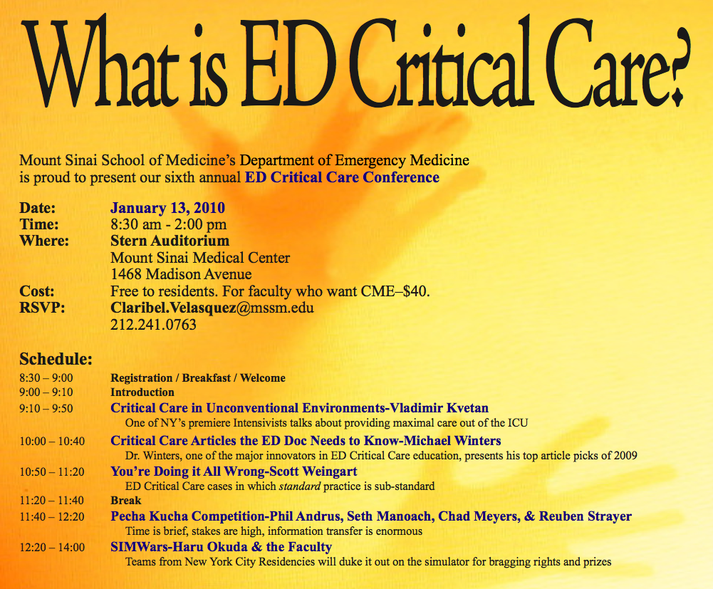 ED Critical Care Conference Flyer